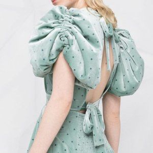 ROTATE Noon velvet polka dot dress